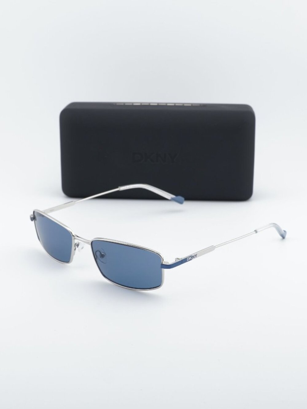 DKNY DK119S 040 Rectangle Sunglasses - Silver / Blue